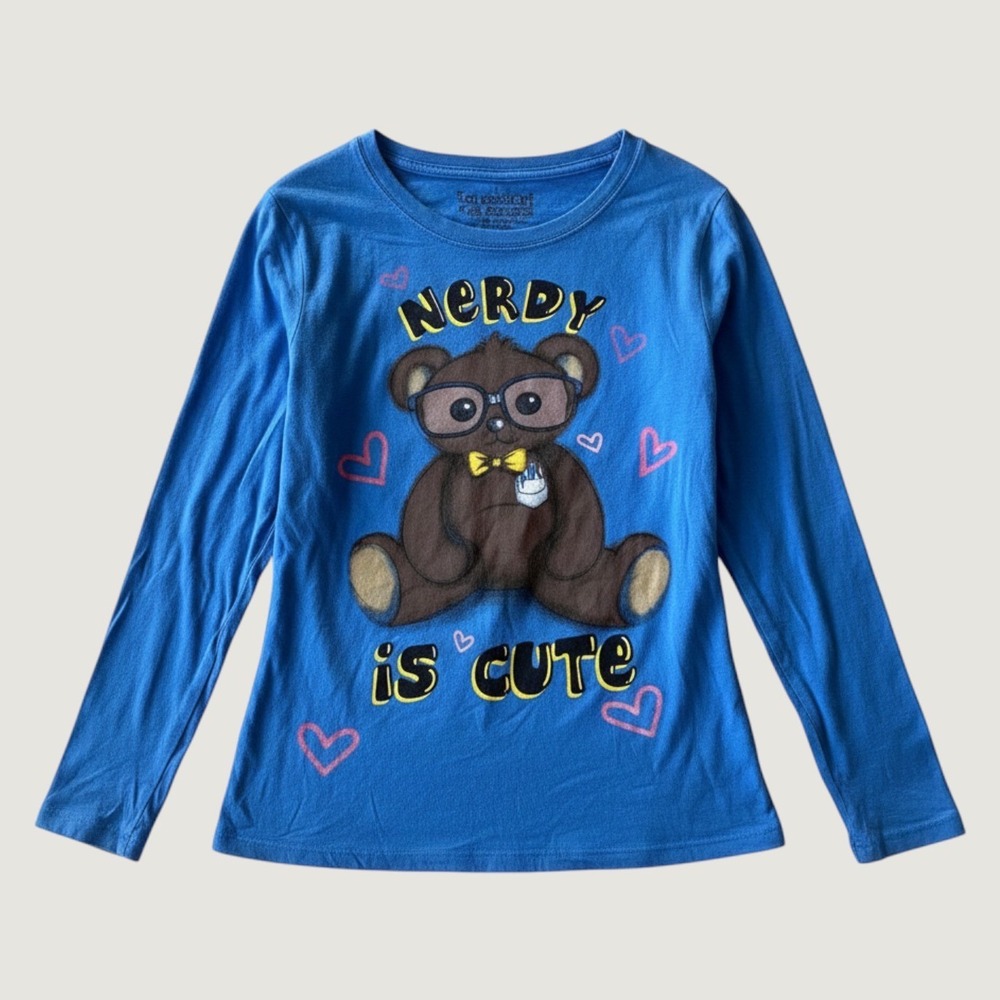 Y2K Rocker Girl Nerdy Is Cute Teddy Bear Graphic Long Sleeve Tee Scene #16
